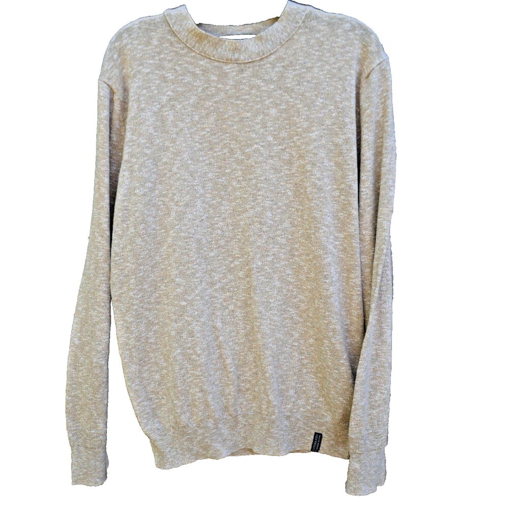 Scotch & Soda Men's Sweater Slub Crew Beige Heather Recycled Cotton Blend Medium